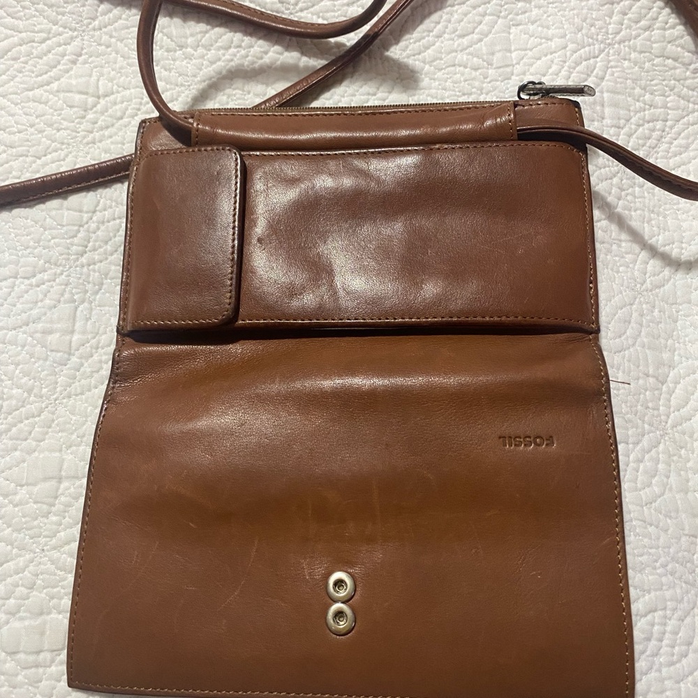 Fossil Tan Leather Crossbody Bag - Picture 2 of 6